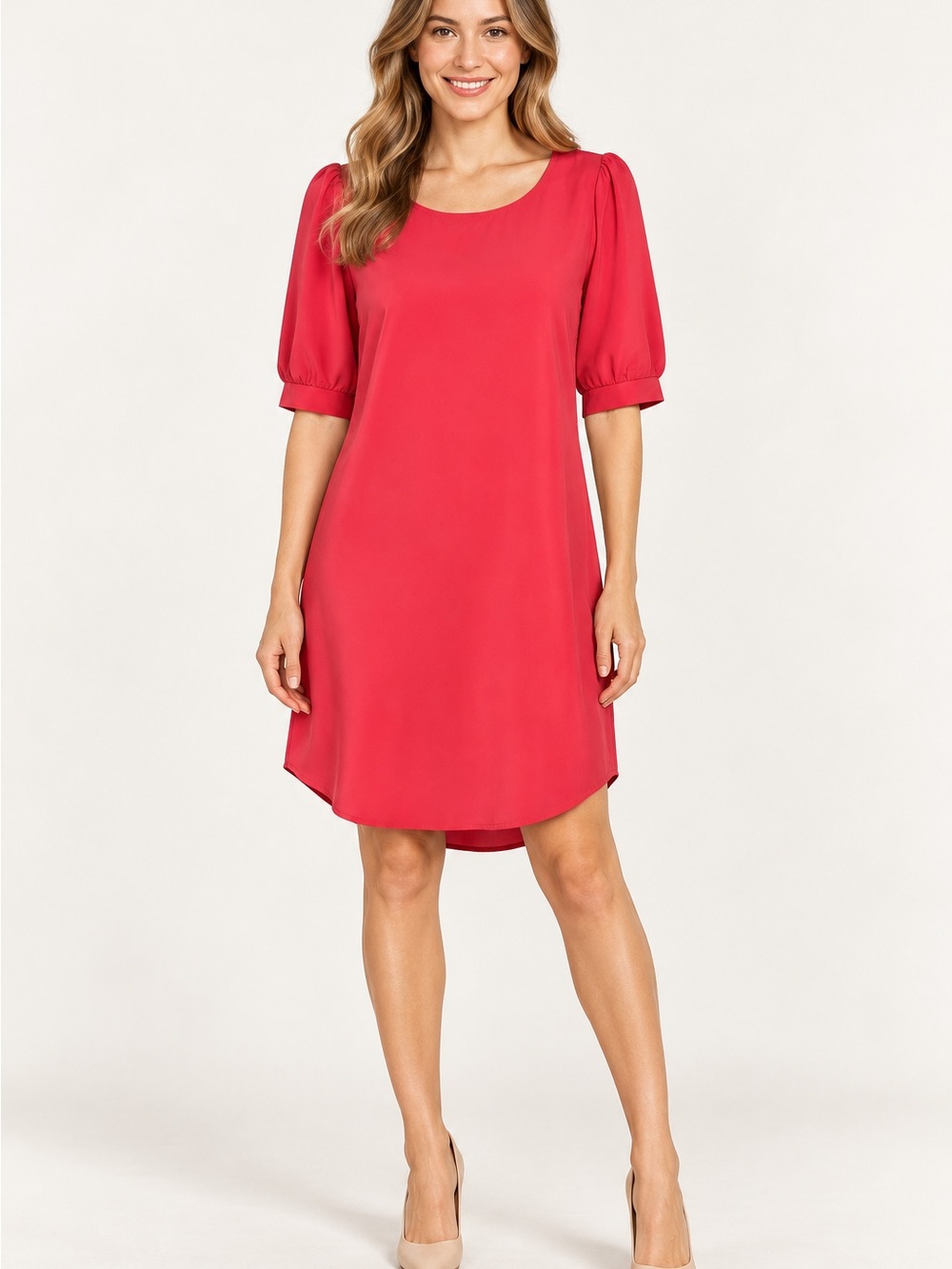 Vintage Brenda’s USA Red Puff Sleeve Shift Dress